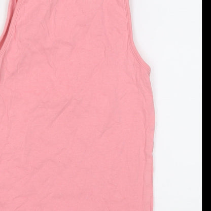 George Girls Pink  Cotton Basic Tank Size 8-9 Years Round Neck