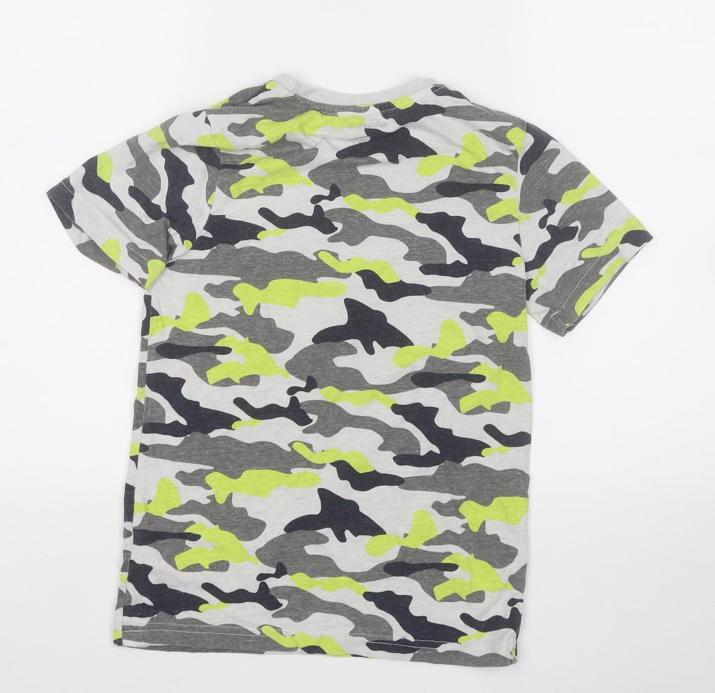 F&F Boys Multicoloured Camouflage Cotton Basic T-Shirt Size 9-10 Years Round Neck