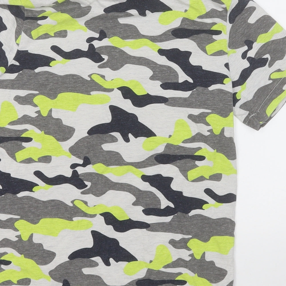 F&F Boys Multicoloured Camouflage Cotton Basic T-Shirt Size 9-10 Years Round Neck