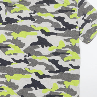 F&F Boys Multicoloured Camouflage Cotton Basic T-Shirt Size 9-10 Years Round Neck