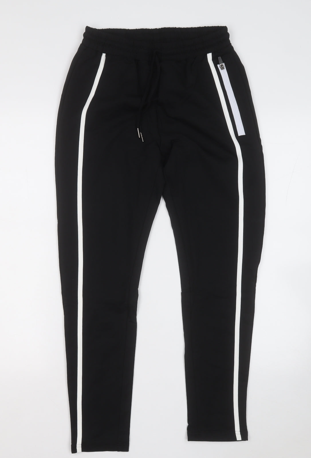No Drama Womens Black  Cotton Jogger Trousers Size M L26 in Regular