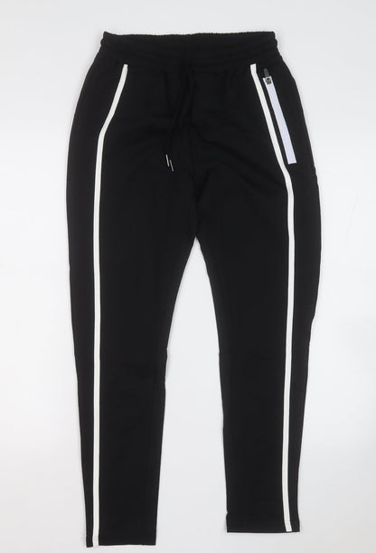 No Drama Womens Black  Cotton Jogger Trousers Size M L26 in Regular