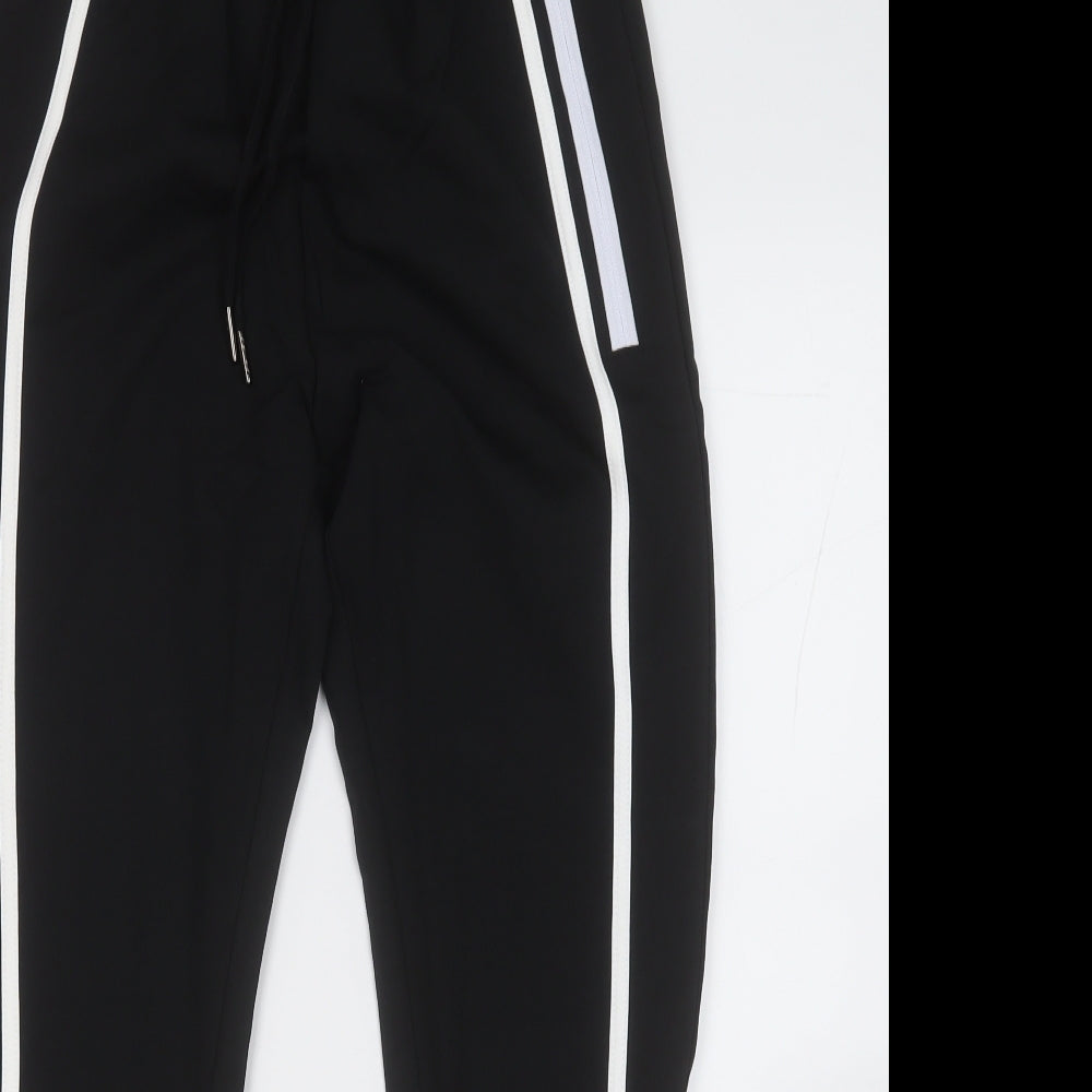 No Drama Womens Black  Cotton Jogger Trousers Size M L26 in Regular