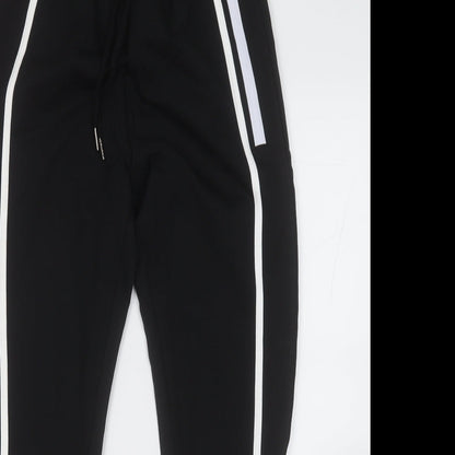No Drama Womens Black  Cotton Jogger Trousers Size M L26 in Regular