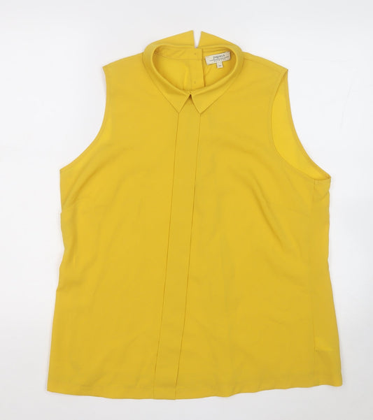 Papaya Womens Yellow  Polyester Basic Blouse Size 16 Collared