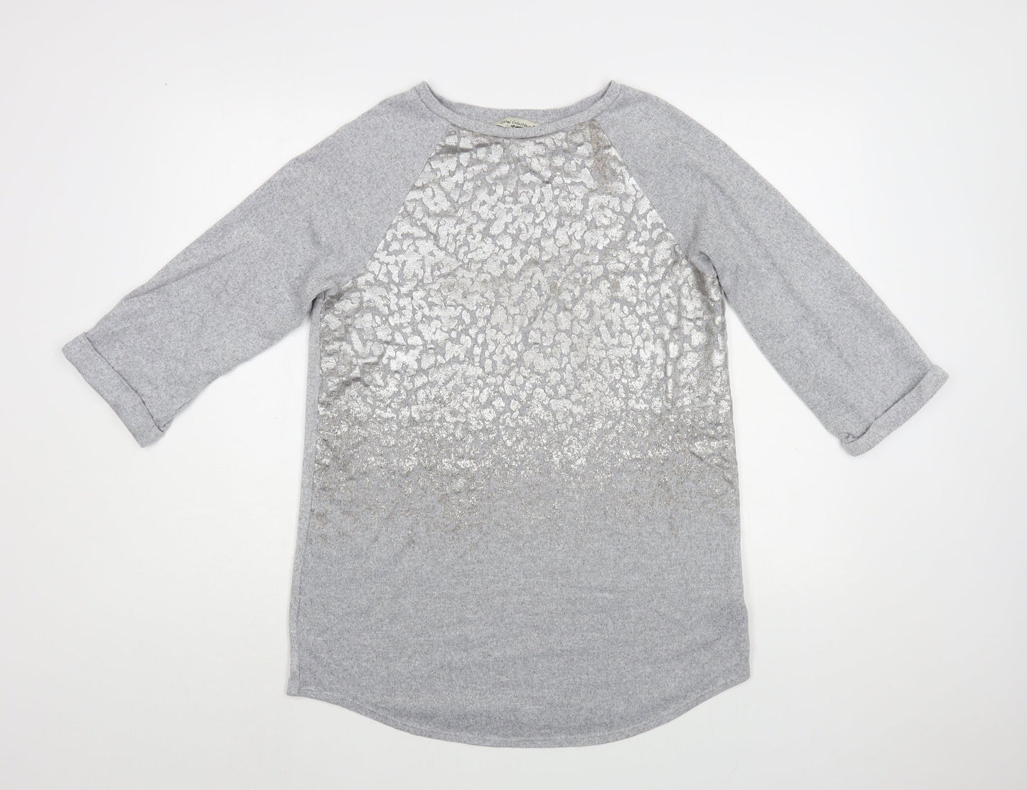 F&F Womens Grey Boat Neck Animal Print Polyester Pullover Jumper Size 10