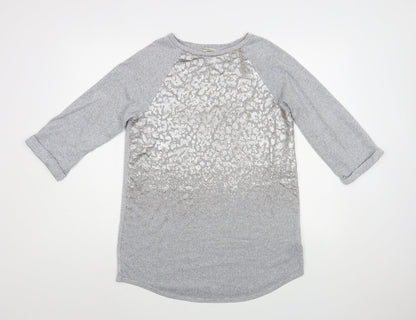 F&F Womens Grey Boat Neck Animal Print Polyester Pullover Jumper Size 10