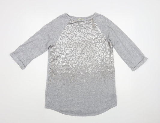 F&F Womens Grey Boat Neck Animal Print Polyester Pullover Jumper Size 10