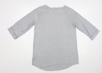 F&F Womens Grey Boat Neck Animal Print Polyester Pullover Jumper Size 10