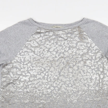 F&F Womens Grey Boat Neck Animal Print Polyester Pullover Jumper Size 10