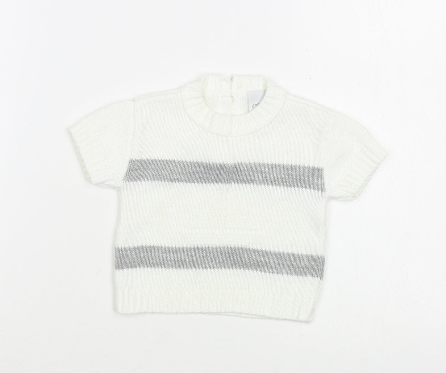 Dandelion Baby White Striped Acrylic Pullover Jumper Size 6-9 Months  Button - Boat