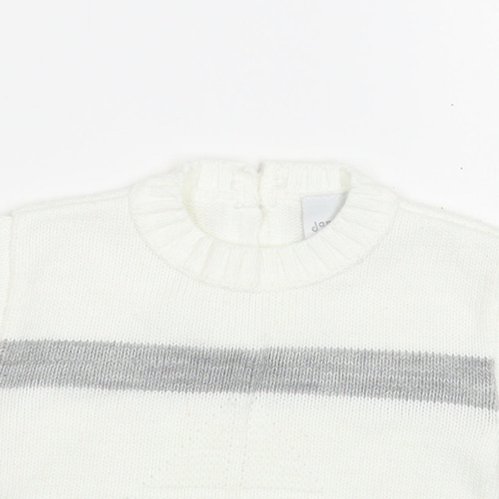 Dandelion Baby White Striped Acrylic Pullover Jumper Size 6-9 Months  Button - Boat
