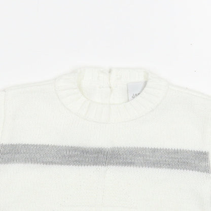 Dandelion Baby White Striped Acrylic Pullover Jumper Size 6-9 Months  Button - Boat