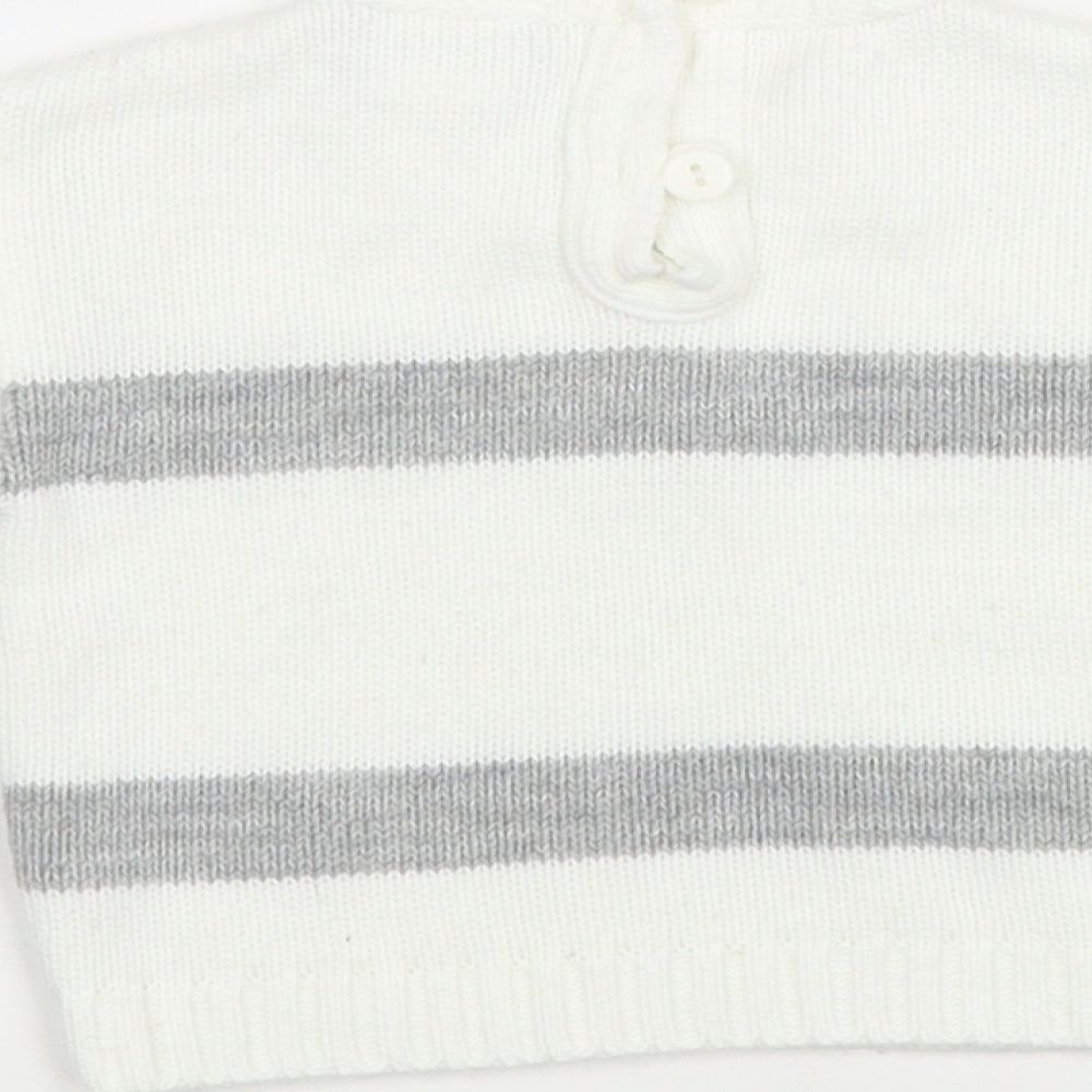 Dandelion Baby White Striped Acrylic Pullover Jumper Size 6-9 Months  Button - Boat