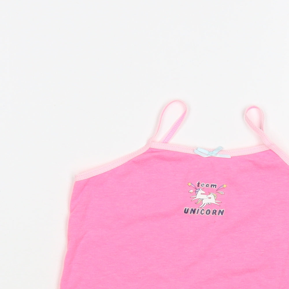 Primark Girls Pink  Cotton Camisole T-Shirt Size 2-3 Years Round Neck Pullover - Unicorn