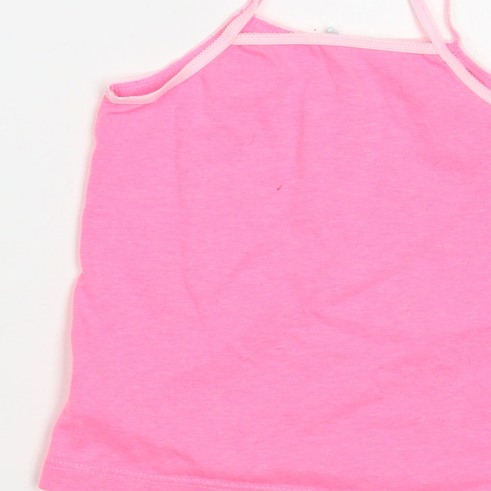 Primark Girls Pink  Cotton Camisole T-Shirt Size 2-3 Years Round Neck Pullover - Unicorn