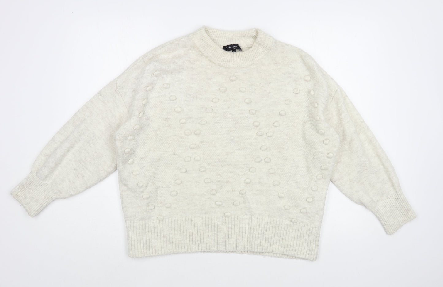 F&F Womens Grey Crew Neck  Acrylic Pullover Jumper Size 8