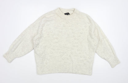 F&F Womens Grey Crew Neck  Acrylic Pullover Jumper Size 8