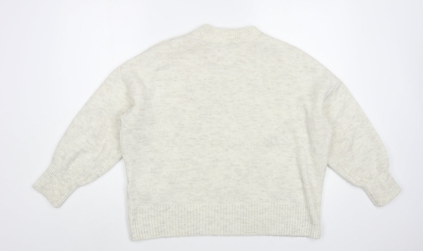 F&F Womens Grey Crew Neck  Acrylic Pullover Jumper Size 8