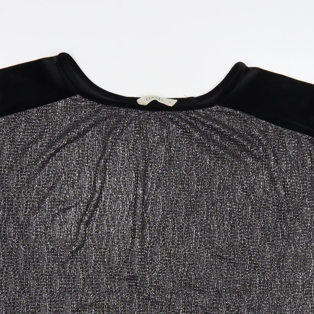 Womens UK Size XS Oasis Silver Basic Blouse