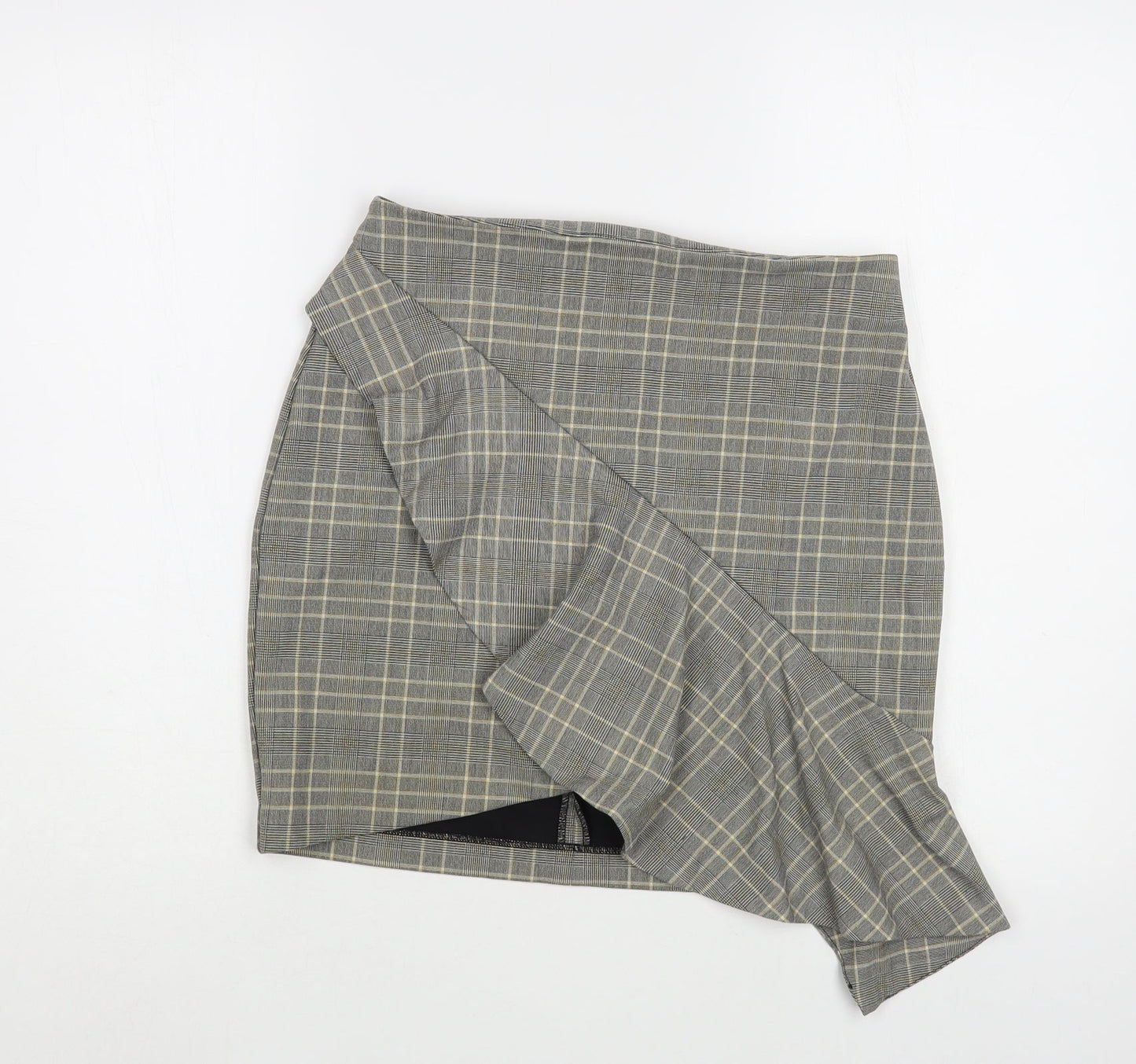 H&M Womens Grey Plaid Polyester Mini Skirt Size 8   Zip
