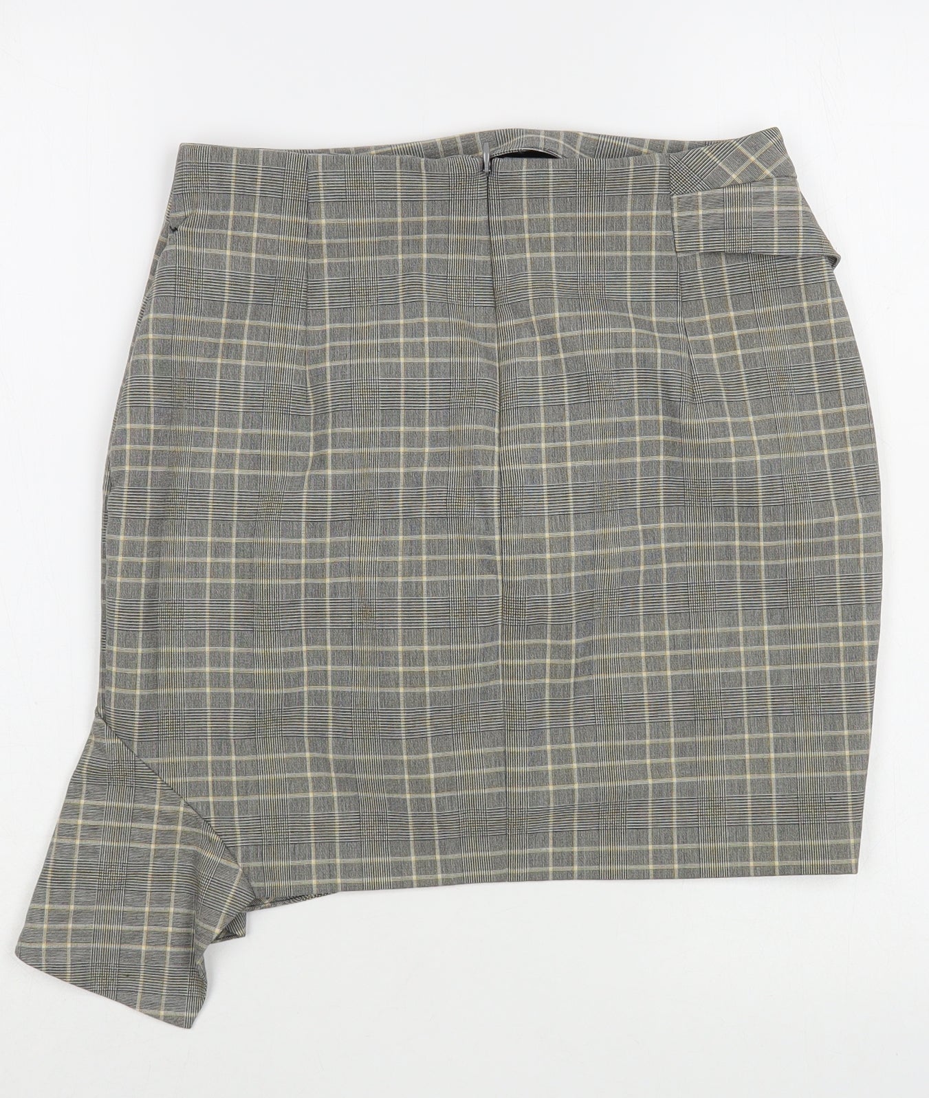 H&M Womens Grey Plaid Polyester Mini Skirt Size 8   Zip