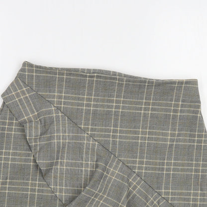 H&M Womens Grey Plaid Polyester Mini Skirt Size 8   Zip