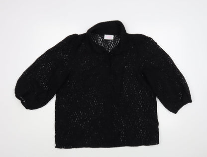 Womens UK Size L Savida Black Basic Button-Up