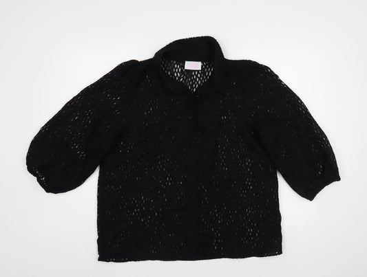 Womens UK Size L Savida Black Basic Button-Up