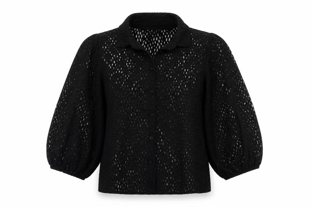 Womens UK Size L Savida Black Basic Button-Up
