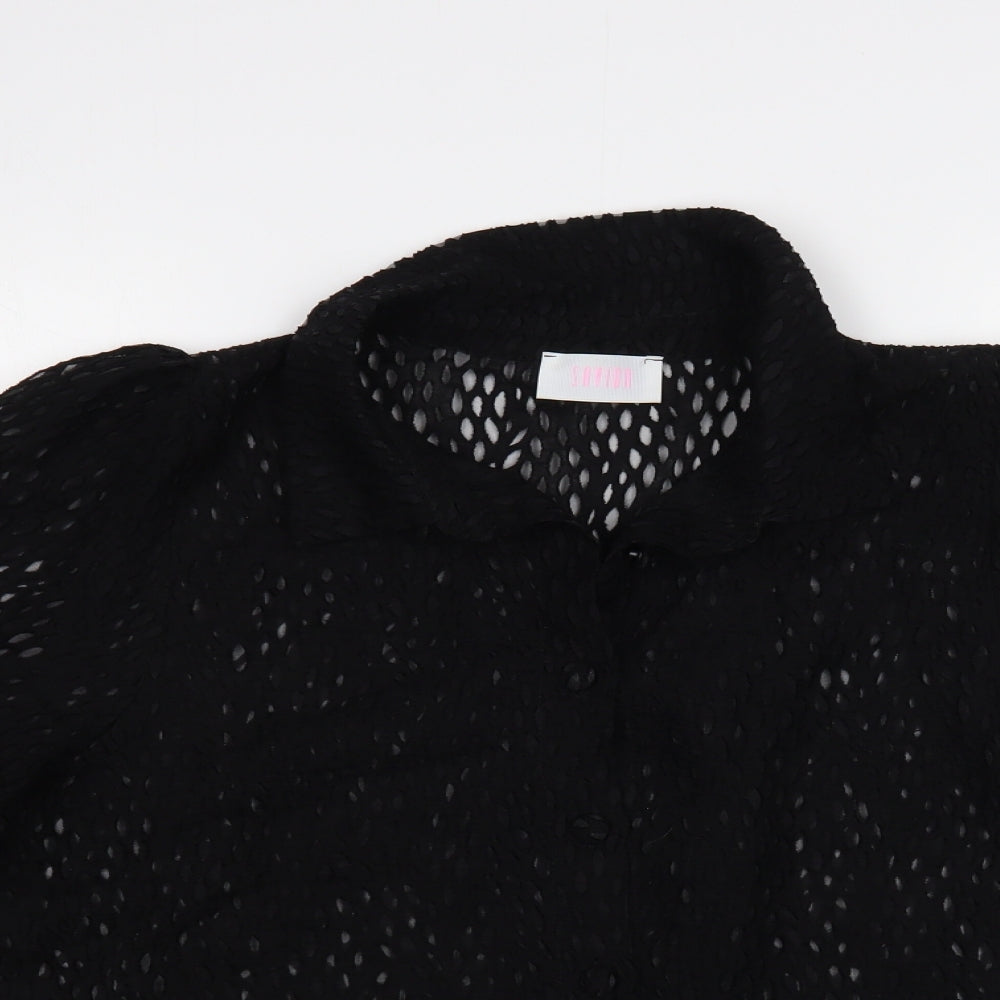 Womens UK Size L Savida Black Basic Button-Up