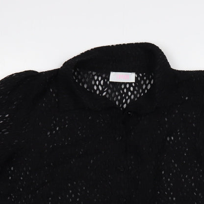 Womens UK Size L Savida Black Basic Button-Up