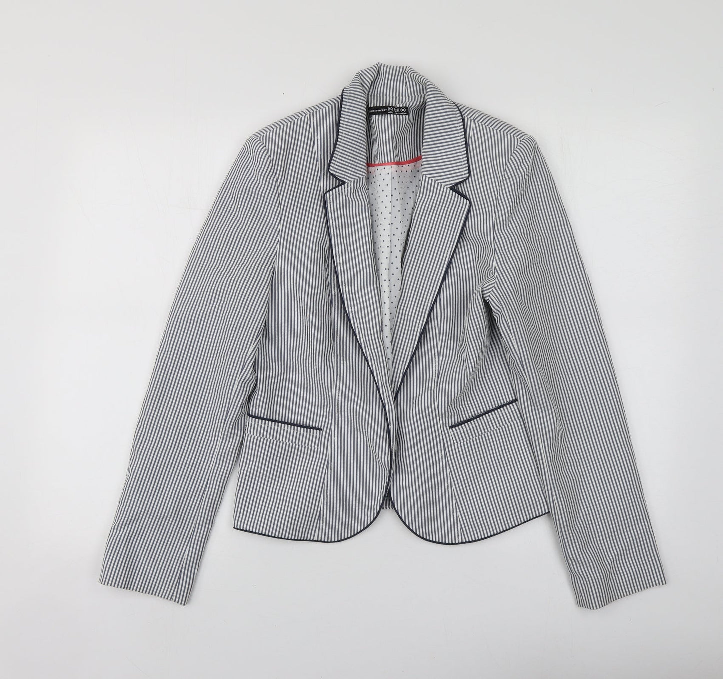 Atmosphere Womens Blue Striped Polyacrylate Fibre Jacket Suit Jacket Size 10