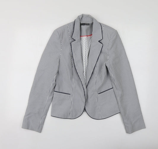 Atmosphere Womens Blue Striped Polyacrylate Fibre Jacket Suit Jacket Size 10