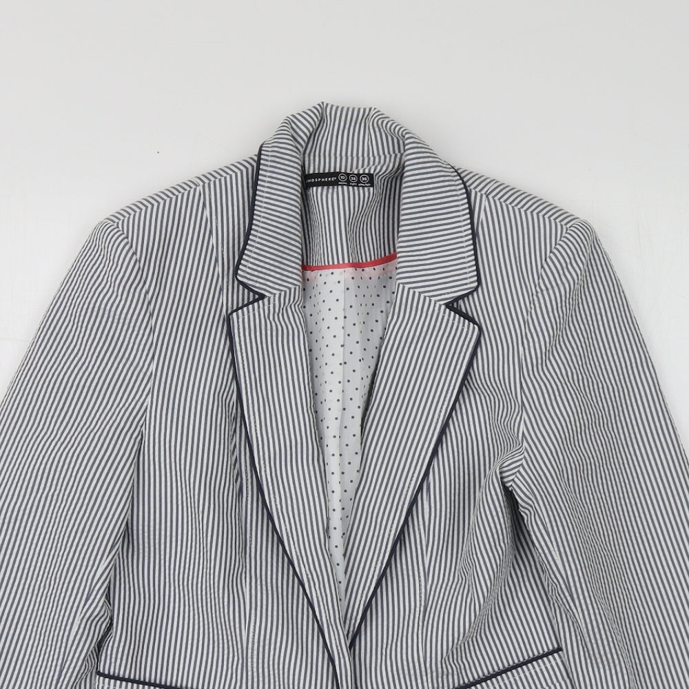 Atmosphere Womens Blue Striped Polyacrylate Fibre Jacket Suit Jacket Size 10
