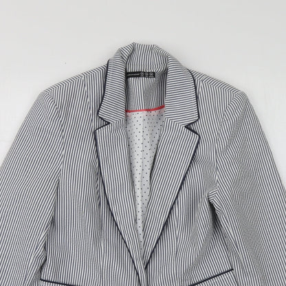 Atmosphere Womens Blue Striped Polyacrylate Fibre Jacket Suit Jacket Size 10