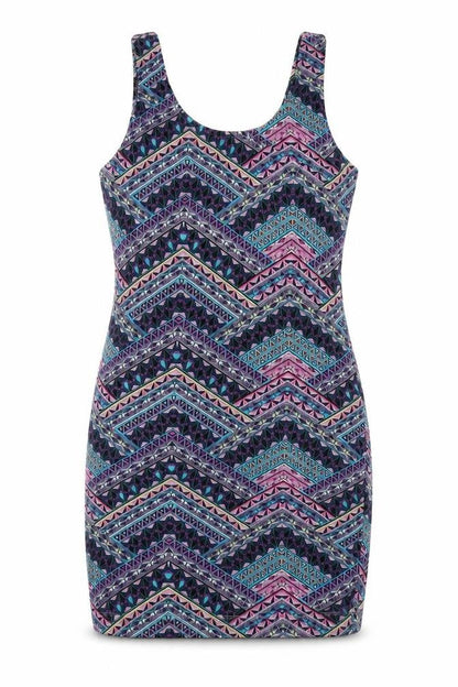 New Look Womens Multicoloured Geometric Cotton A-Line  Size 12  Round Neck