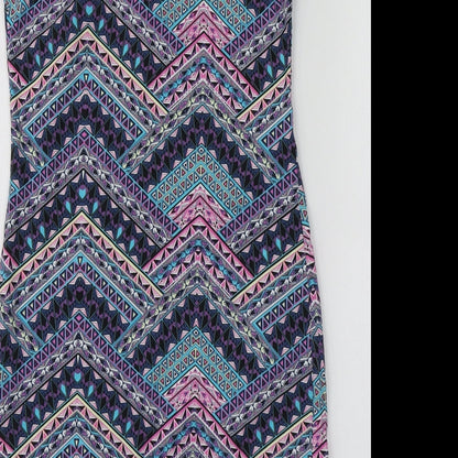 New Look Womens Multicoloured Geometric Cotton A-Line  Size 12  Round Neck