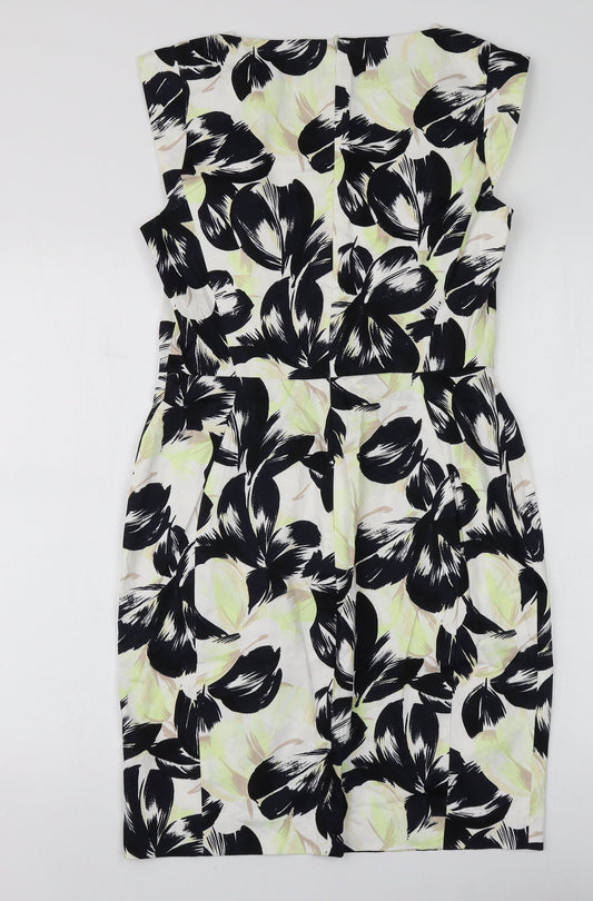 French Connection Womens Multicoloured Geometric Cotton A-Line  Size 12  Round Neck