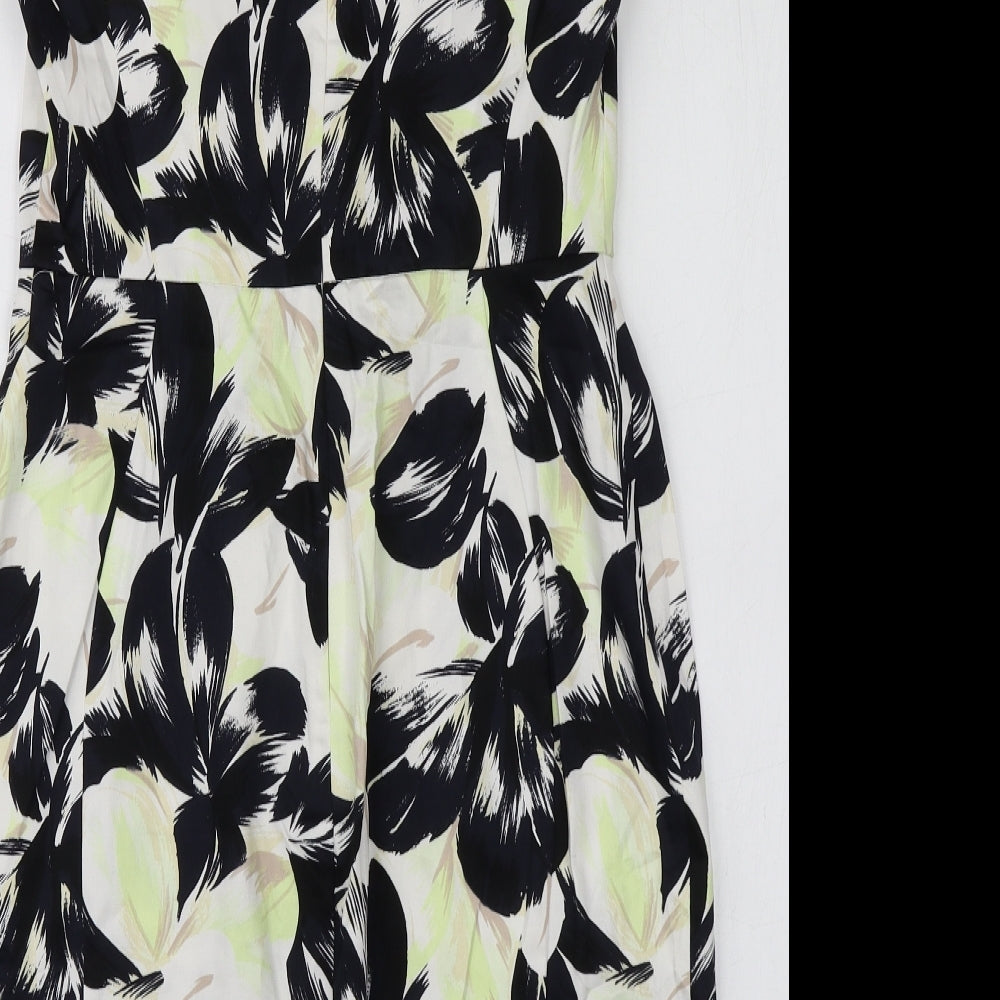 French Connection Womens Multicoloured Geometric Cotton A-Line  Size 12  Round Neck