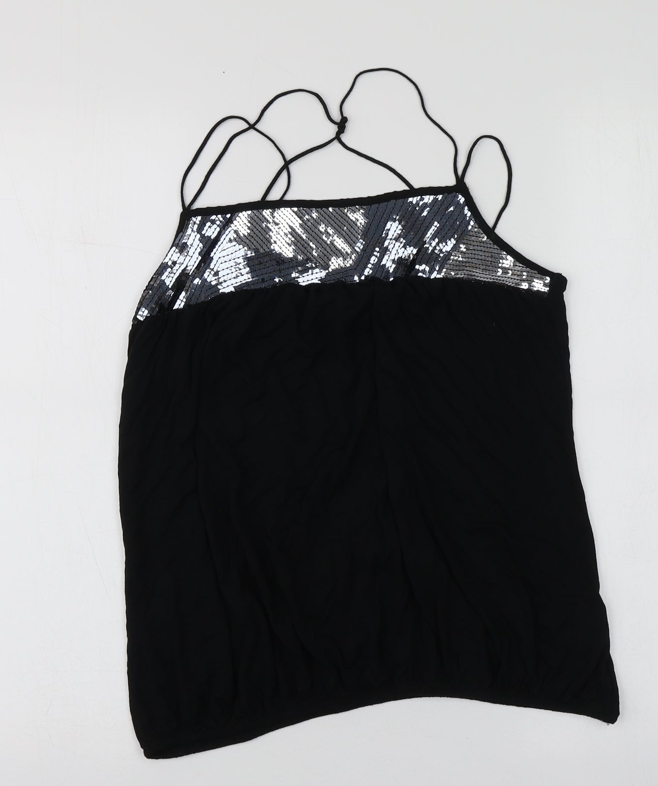 Womens UK Size 12 River Island Black Basic T-Shirt