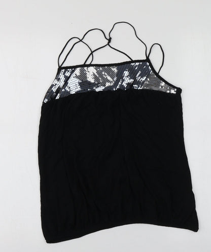 Womens UK Size 12 River Island Black Basic T-Shirt