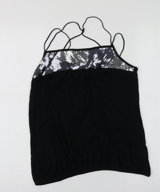 Womens UK Size 12 River Island Black Basic T-Shirt