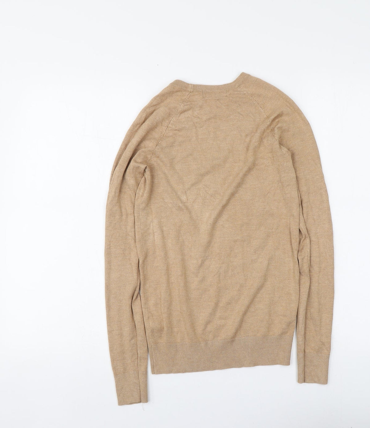 Dunnes Womens Beige Round Neck  Viscose Pullover Jumper Size XS