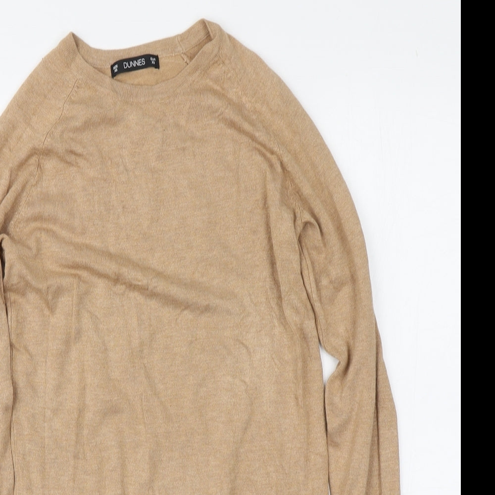Dunnes Womens Beige Round Neck  Viscose Pullover Jumper Size XS
