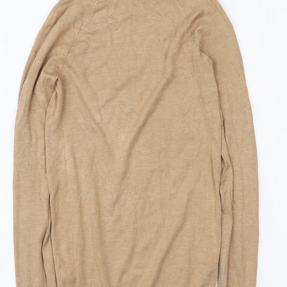 Dunnes Womens Beige Round Neck  Viscose Pullover Jumper Size XS
