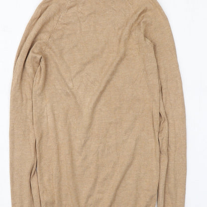 Dunnes Womens Beige Round Neck  Viscose Pullover Jumper Size XS