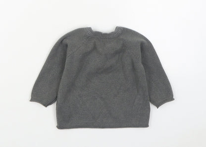 F&F Boys Grey Viscose Pullover Jumper Size 3-6 Months Button
