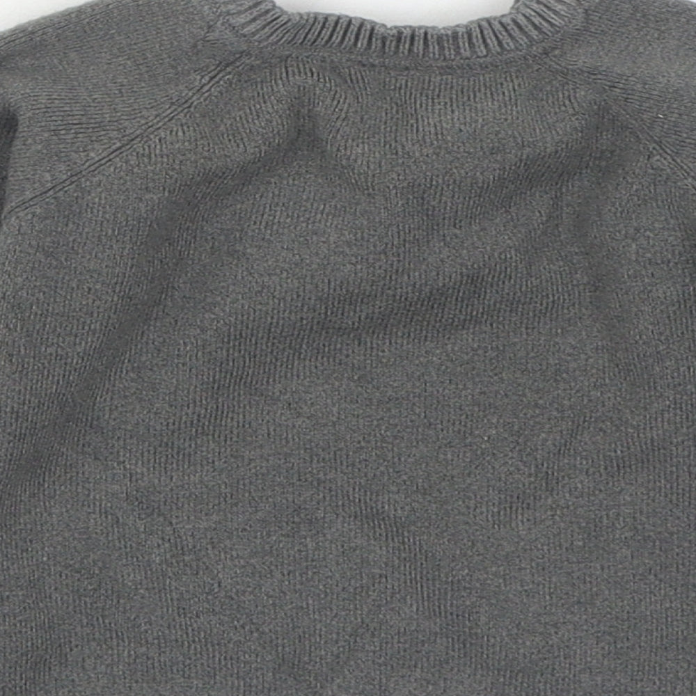 F&F Boys Grey Viscose Pullover Jumper Size 3-6 Months Button