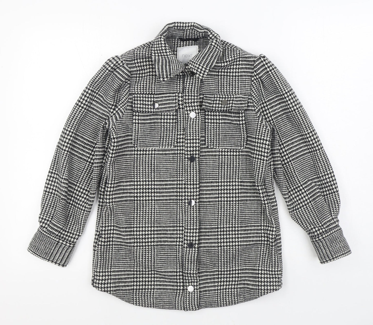 NEXT Girls Black Houndstooth Jacket Size 9 Years Button